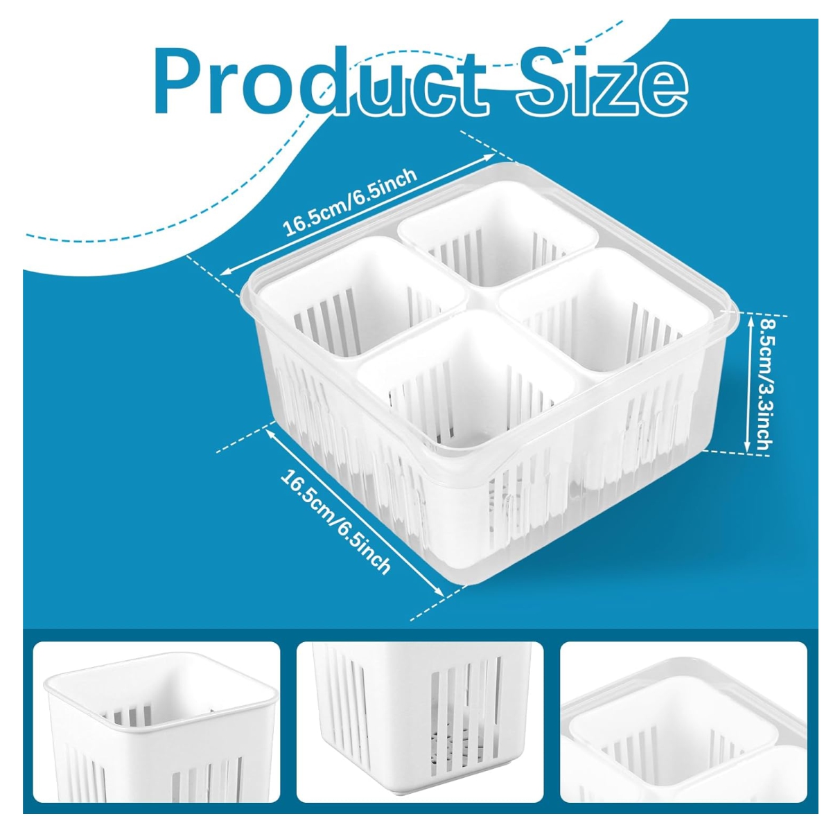 Vista 5 de Contenedor y drenaje Hermetico Alimentos - Caja de almacenamiento: 6Rejillas